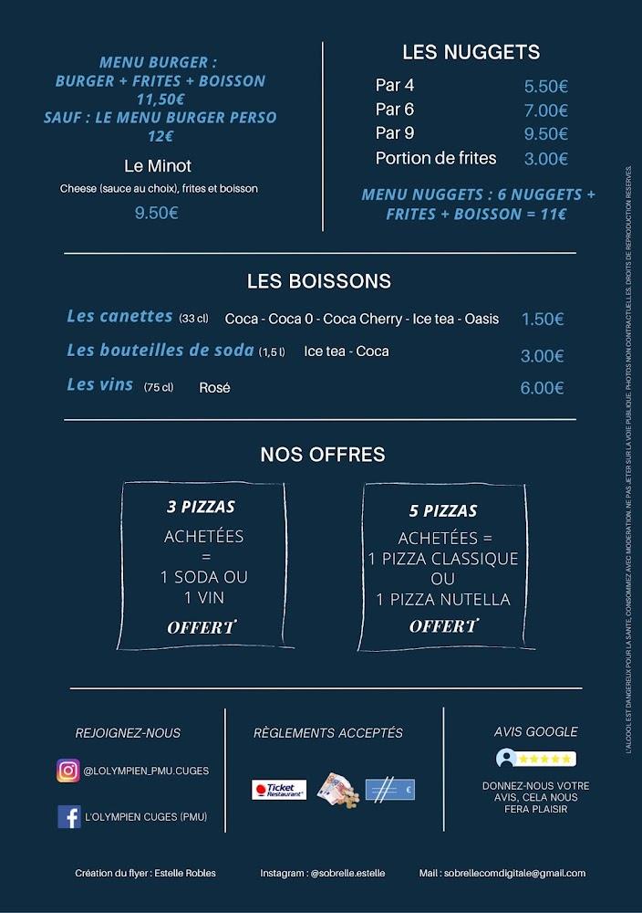 Pizzeria & Snack L'Olympien Cuges Les Pins - Menu Image 2